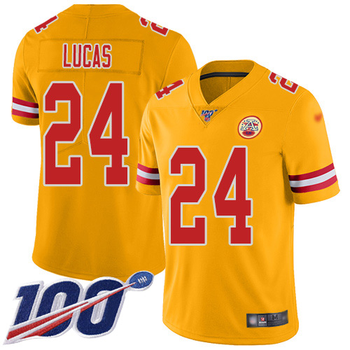 Men Kansas City Chiefs 24 Lucas Jordan Limited Gold Inverted Legend 100th Season Football Nike NFL Jersey